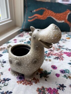 Cute Kawaii Dinosaur Desk Planter Hand Painted Succulent Pot Whimsical Decor